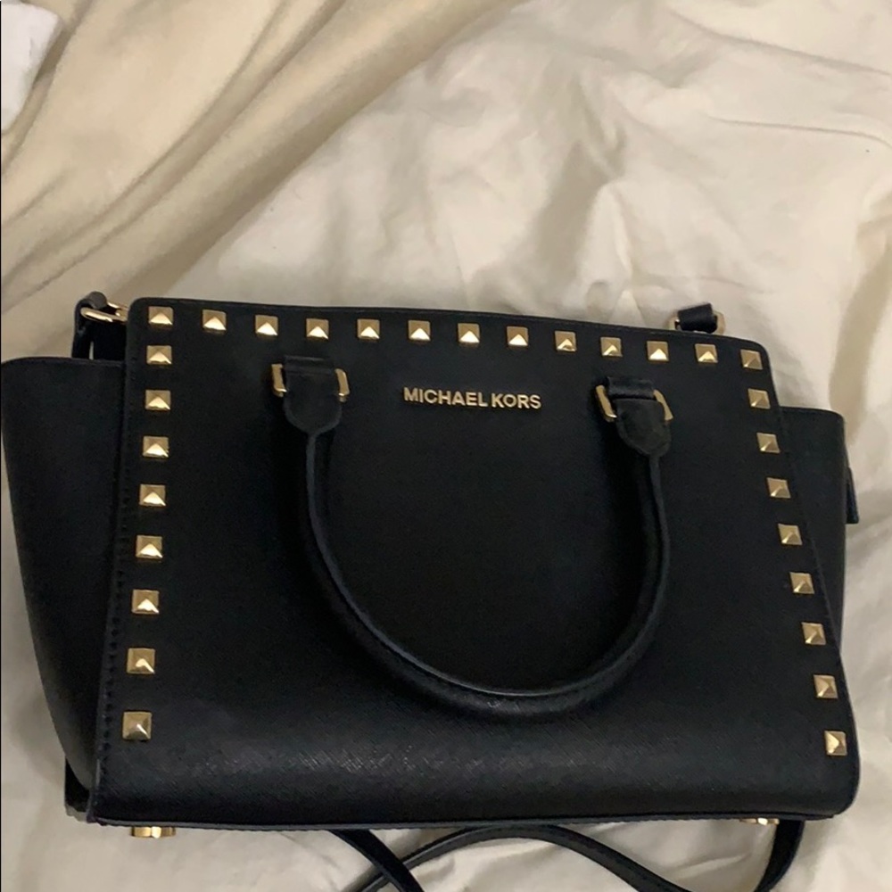 Michael Kors Selma stud medium leather satchel.